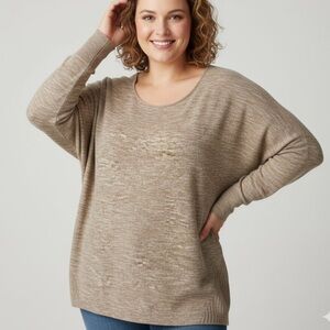 Boutique Plus NWT Taupe Heather Sweater 2X Dolman Sleeve